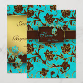 Elegant Save the Date Card Gold Floral BB 2 (Voorkant / Achterkant)