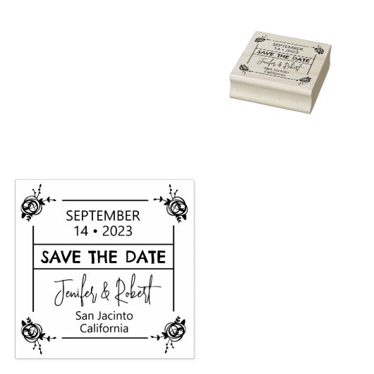 Elegant Save the Date Couple Rubberstempel (Gestempeld)
