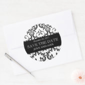 Elegant Save the Date Damask Stickers Zwart (Envelop)