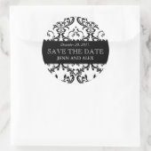 Elegant Save the Date Damask Stickers Zwart (Tas)