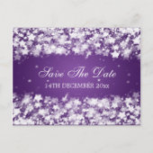 Elegant Save the Date Dazzling Stars Paarse Aankondigingskaart (Voorkant)