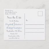 Elegant Save the Date Dusty Blue Floral Waterverf Aankondigingskaart (Achterkant)