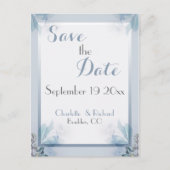 Elegant Save the Date Dusty Blue Floral Waterverf Aankondigingskaart (Voorkant)