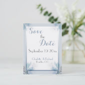 Elegant Save the Date Dusty Blue Floral Waterverf Aankondigingskaart (Staand voorkant)