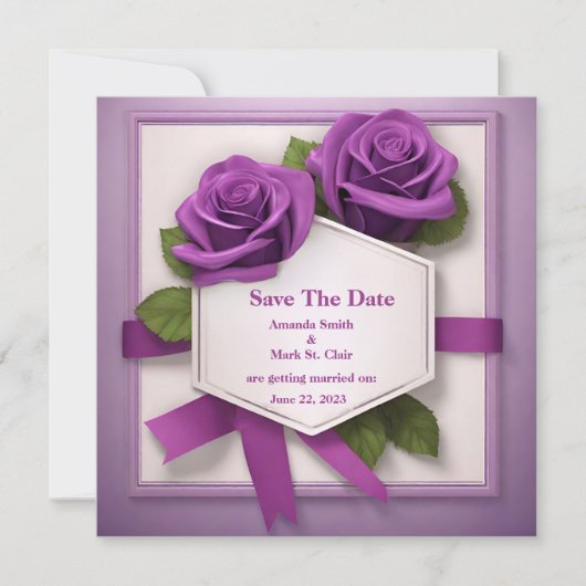 Elegant Save the Date: een Paarse Roos-affaire Save The Date (Voorkant)