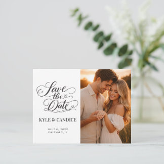 Elegant Save the Date Engagement Calligraphy Aankondigingskaart