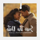 Elegant Save the Date Engagement Photo Christmas Glas Ornament (Achterkant)