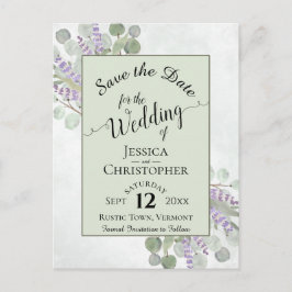 Elegant Save the Date Eucalyptus & Lavender Green Aankondigingskaart