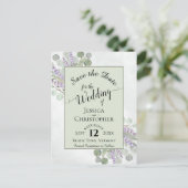 Elegant Save the Date Eucalyptus & Lavender Green Aankondigingskaart (Staand voorkant)