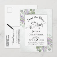 Elegant Save the Date Eucalyptus & Lavender Wit