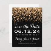 Elegant Save The Date Falling Stars Gold Aankondigingskaart (Voorkant / Achterkant)