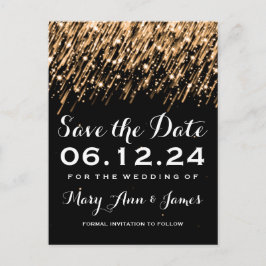 Elegant Save The Date Falling Stars Gold Aankondigingskaart