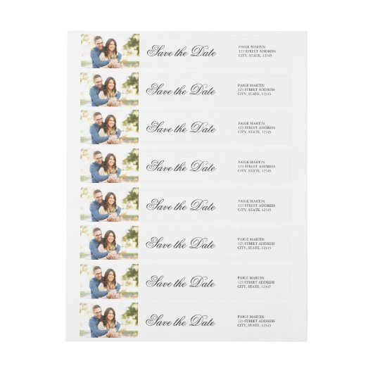 Elegant Save the Date Foto Adreslabel (Vel)