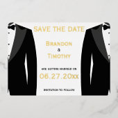 Elegant Save the Date Gay Wedding Real Gold Foil Folie Uitnodiging (Voorkant)