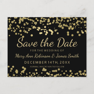 Elegant Save the Date Gold Foil Kijk Confetti Aankondigingskaart
