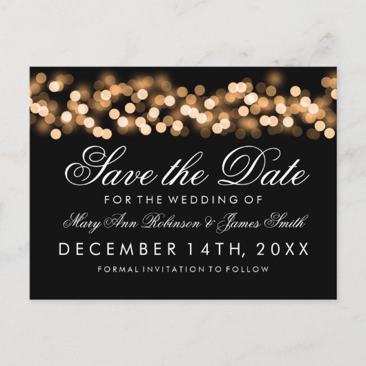 Elegant Save the Date Gold Hollywood Glam Aankondigingskaart (Voorkant)