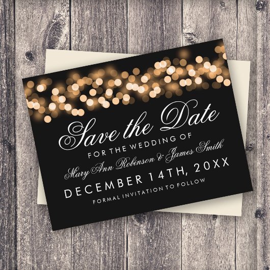 Elegant Save the Date Gold Hollywood Glam Aankondigingskaart