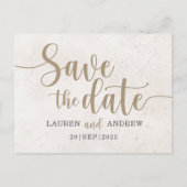 Elegant Save the Date Gold Kalligrafie Script Briefkaart (Voorkant)