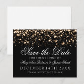 Elegant Save The Date Gold Midnight Glam Aankondigingskaart (Voorkant / Achterkant)