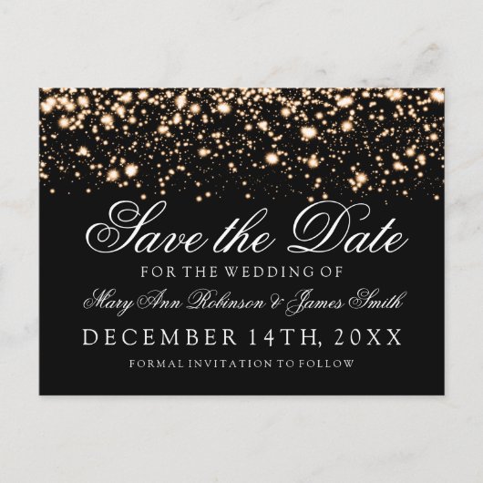 Elegant Save The Date Gold Midnight Glam Aankondigingskaart (Voorkant)