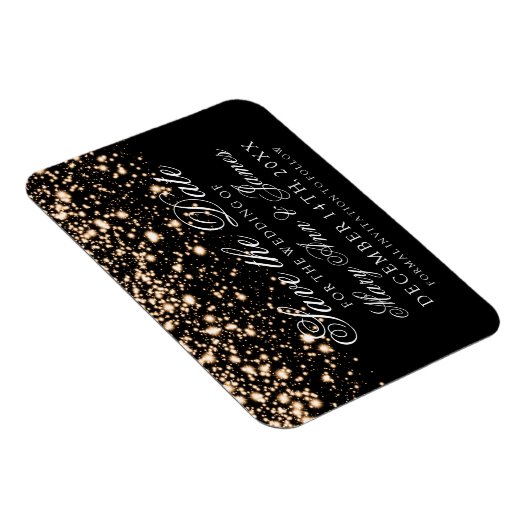 Elegant Save The Date Gold Midnight Glam Magneet (Rechterzijde)
