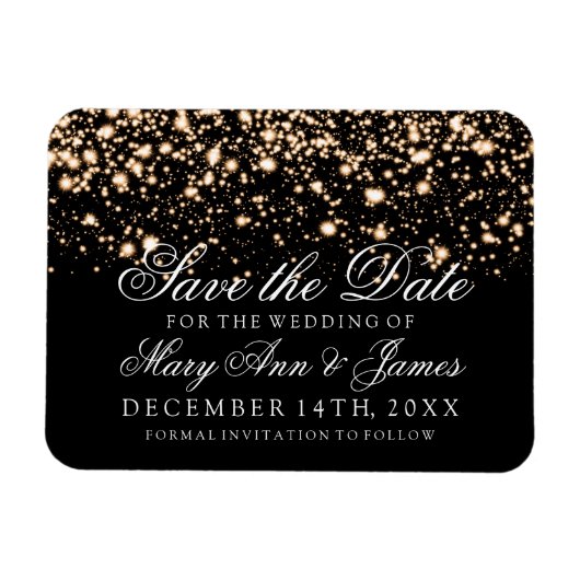 Elegant Save The Date Gold Midnight Glam Magneet (Horizontaal)