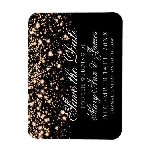 Elegant Save The Date Gold Midnight Glam Magneet (Verticaal)