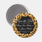 Elegant Save the Date Gold Sparkly Lights Magneet (Voorkant / Achterkant)