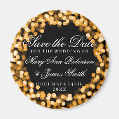 Elegant Save the Date Gold Sparkly Lights Magneet (Voorkant)