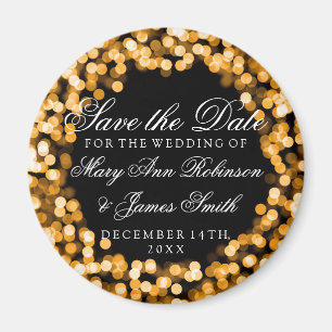 Elegant Save the Date Gold Sparkly Lights Magneet