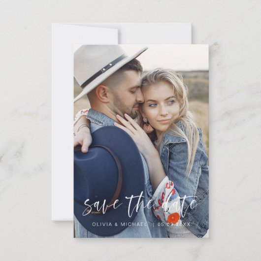 Elegant Save the Date Handwrite Wedding Photo (Voorkant)