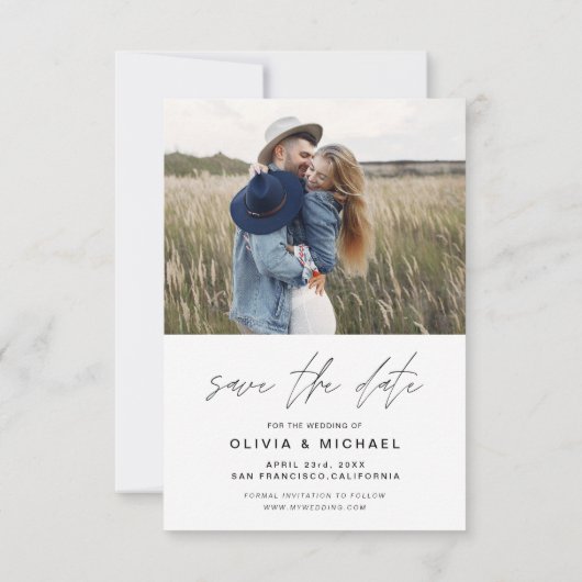 Elegant Save the Date Handwrite Wedding Photo (Achterkant)