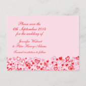Elegant save the date harten & bogen roze kaart (Achterkant)