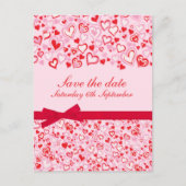 Elegant save the date harten & bogen roze kaart (Voorkant)