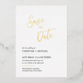 Elegant Save the Date kaart, laconiek ontwerp Folie Uitnodiging (Voorkant)