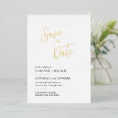 Elegant Save the Date kaart, laconiek ontwerp Folie Uitnodiging (Staand Voorkant)