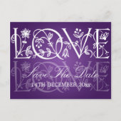 Elegant save the date liefde bloeit Paarse Aankondigingskaart (Voorkant)