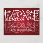 Elegant Save the Date Love Bloeit Rood Aankondigingskaart (Voorkant)
