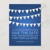 Elegant Save The Date Love Bunting Blue Aankondigingskaart (Voorkant)