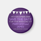 Elegant Save The Date Love Bunting Paarse Magneet (Voorkant)
