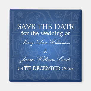Elegant Save the Date Love Flourish Blue Magneet