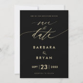 Elegant Save The Date Luxe Zwart Goud Kaart (Voorkant)