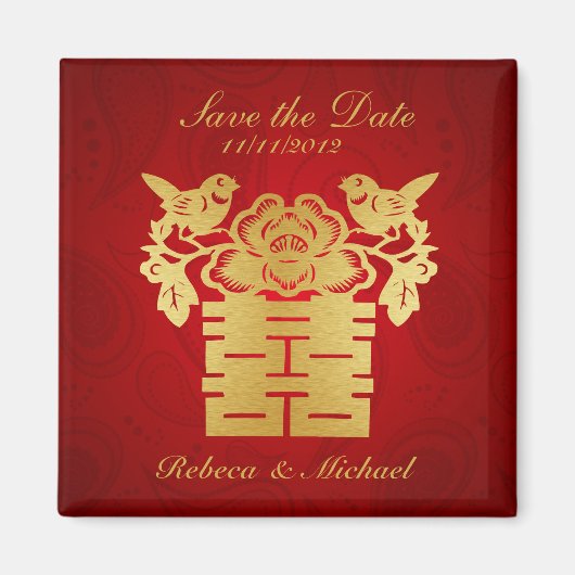 Elegant Save the Date Magneten - Double Happiness (Voorkant)