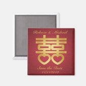 Elegant Save the Date Magneten - Double Happiness (Voorkant / Achterkant)