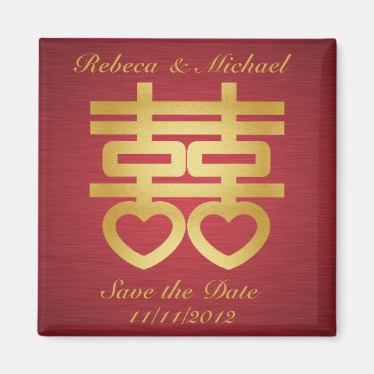 Elegant Save the Date Magneten - Double Happiness (Voorkant)