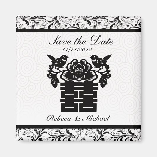 Elegant Save the Date Magneten - Double Happiness (Voorkant)