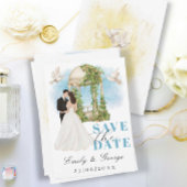 Elegant Save the Date met bruid en bruidegom Gazeb Kaart