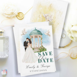 Elegant Save the Date met bruid en bruidegom Gazeb Kaart