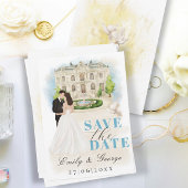 Elegant Save the Date met Bruid en bruidegom locat Kaart