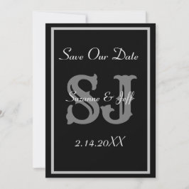 Elegant save the date monogram bruiloft kaart